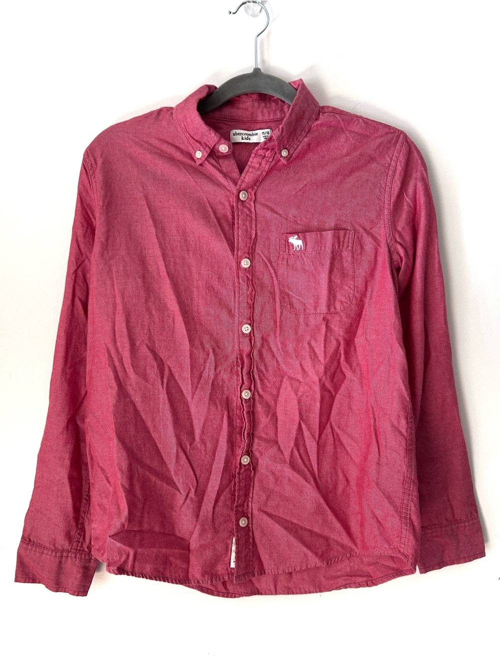 Abercrombie Kids Boy’s 15/16 Button Down Shirt Light Red
